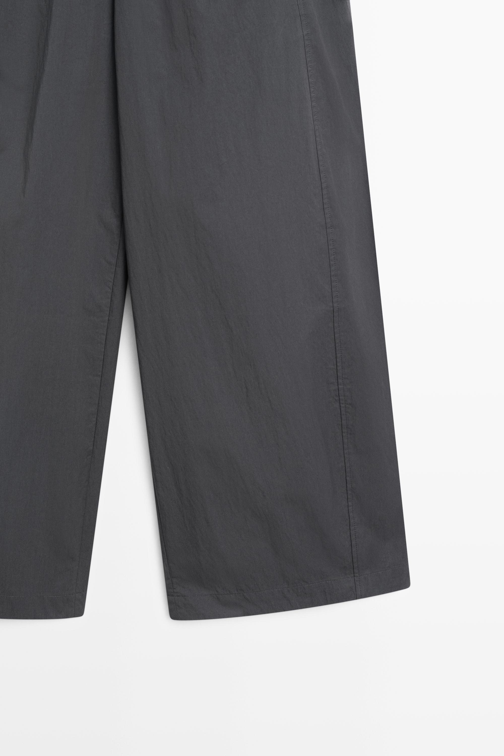 Cropped technical barrel fit pants